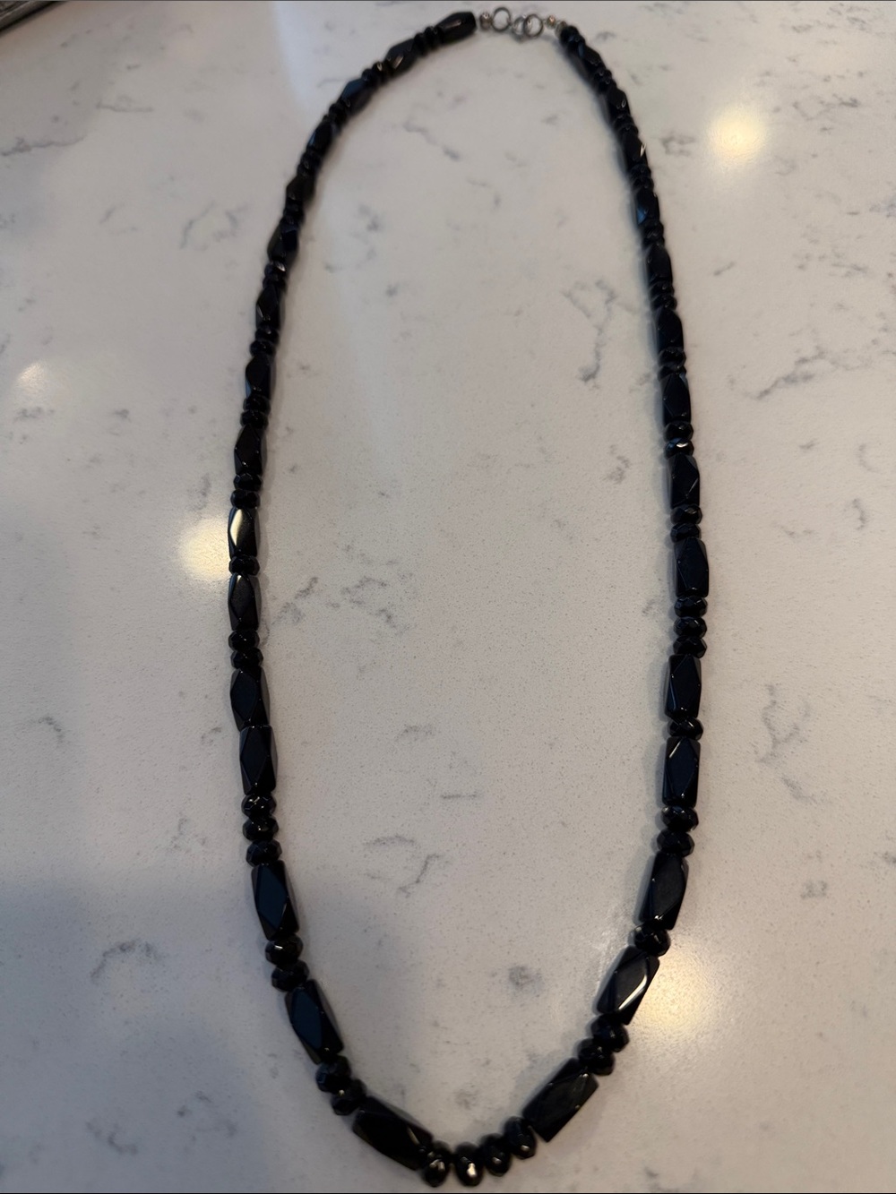 Source Unknown Black Faceted Beaded Necklace